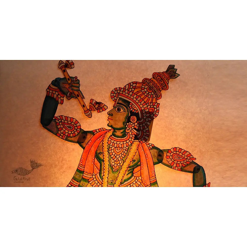 shop handmade leather puppet - krishna